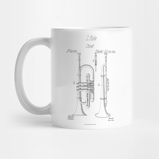 Vintage Cornet Patent Drawing 1866 by Joodls